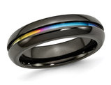 6mm Black Plated Titanium Multi Colored Anodized Band Ring